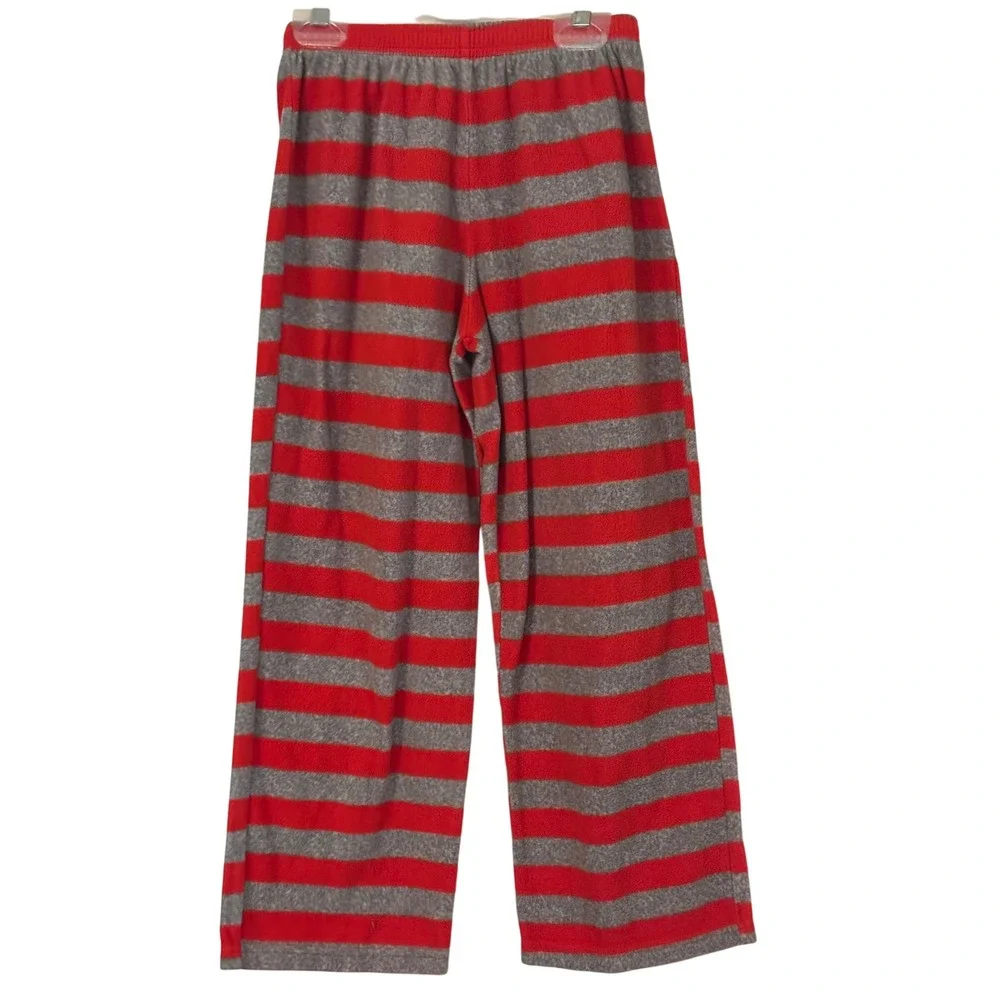 Christmas Pajama Pants Kids Red Gray‎ Striped Holiday Sleepwear- no tags sz 10